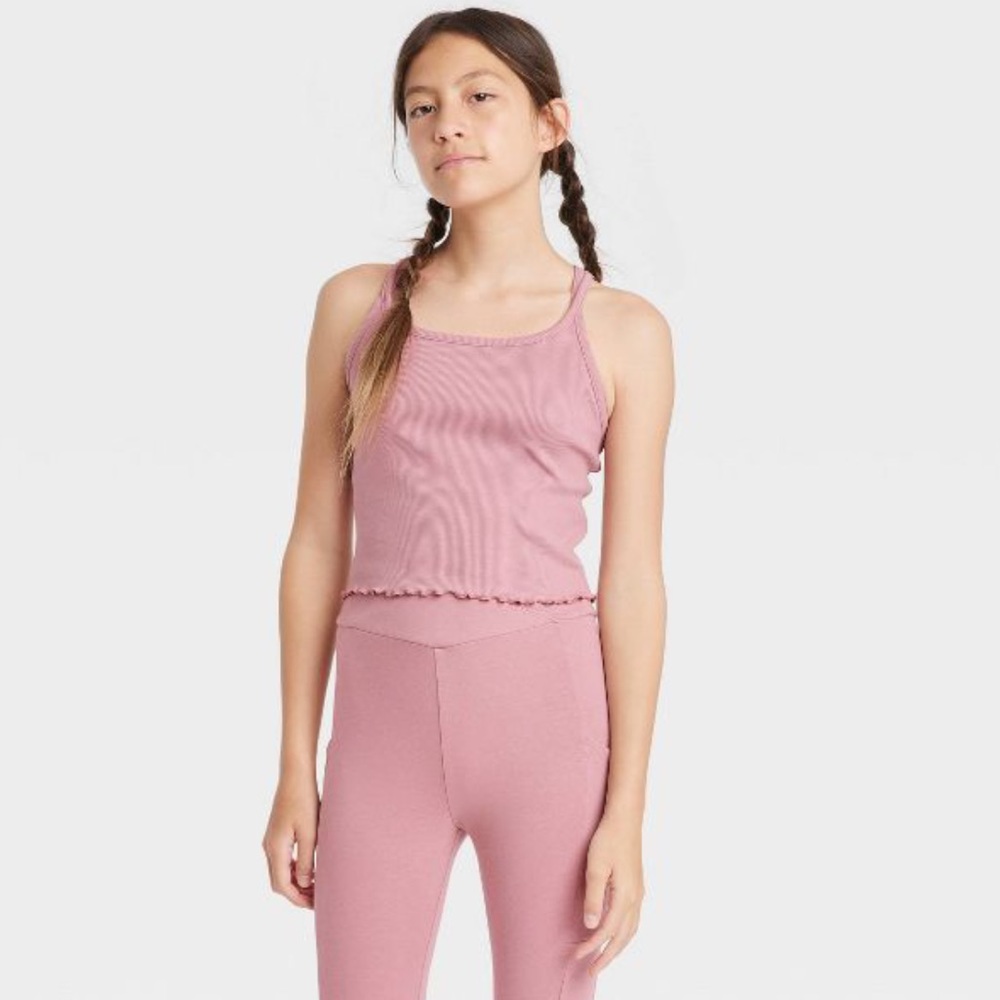 Pink Ribbed Crop Tank